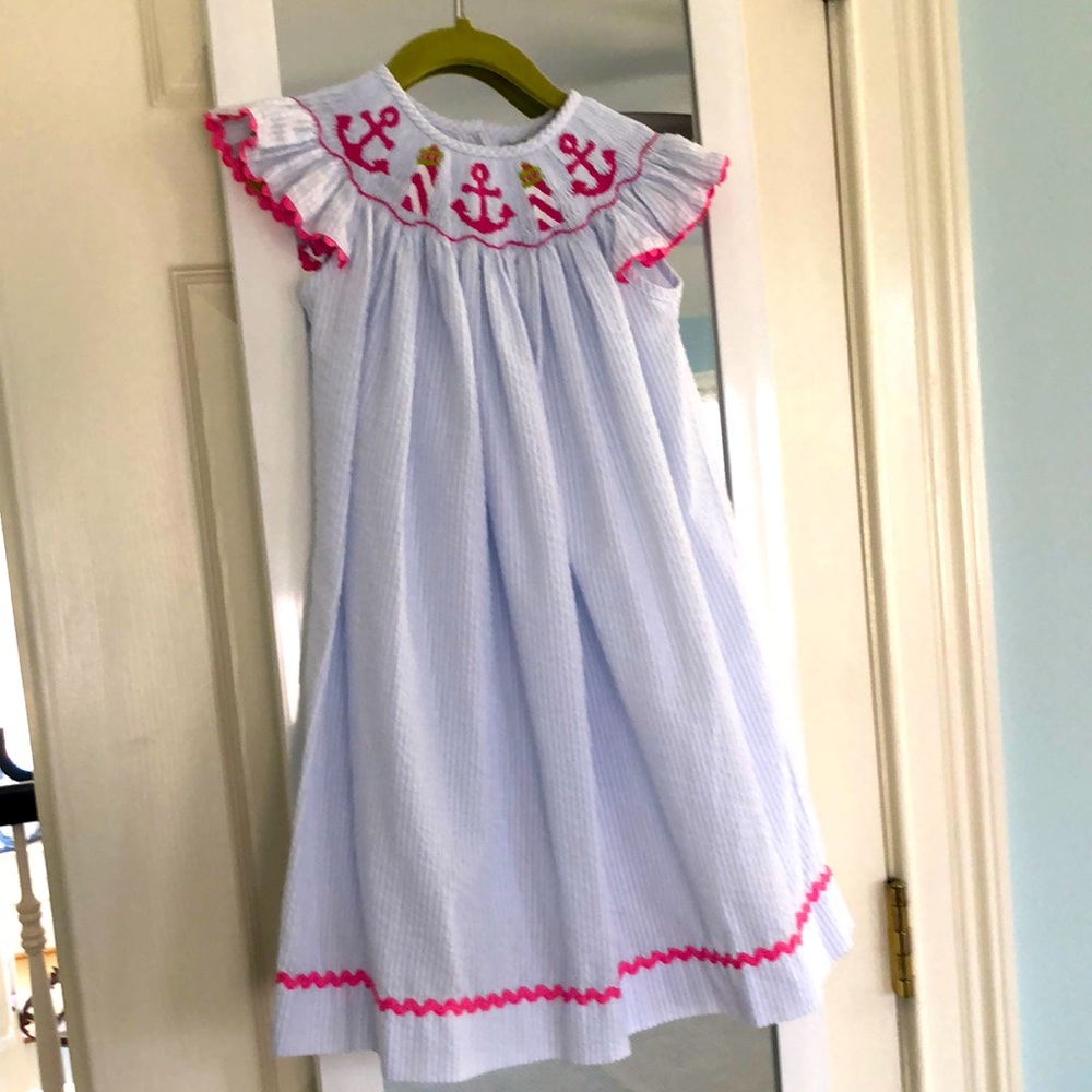 Sweet Girls Smocked Seersucker Dress.